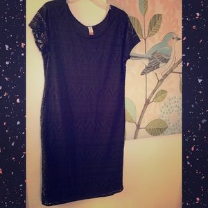 Black lace mid length dress